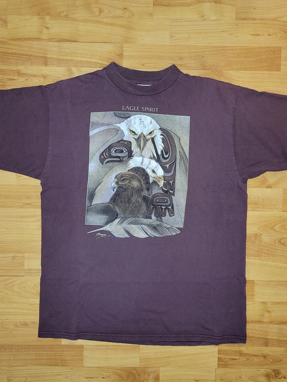 Vintage Eagle Spirit Totem Native Purple Nature T-shirt Tultex XL Extra Large